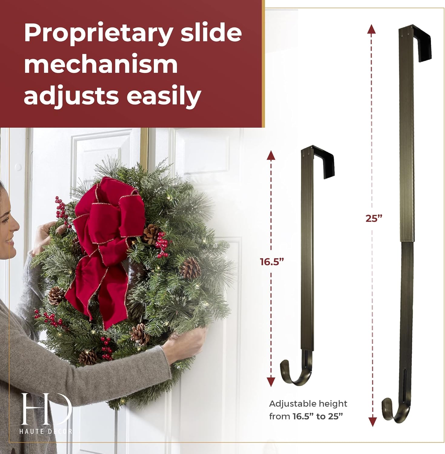 Haute Decor Adjustable Wreath Hanger with Interchangeable Icons
