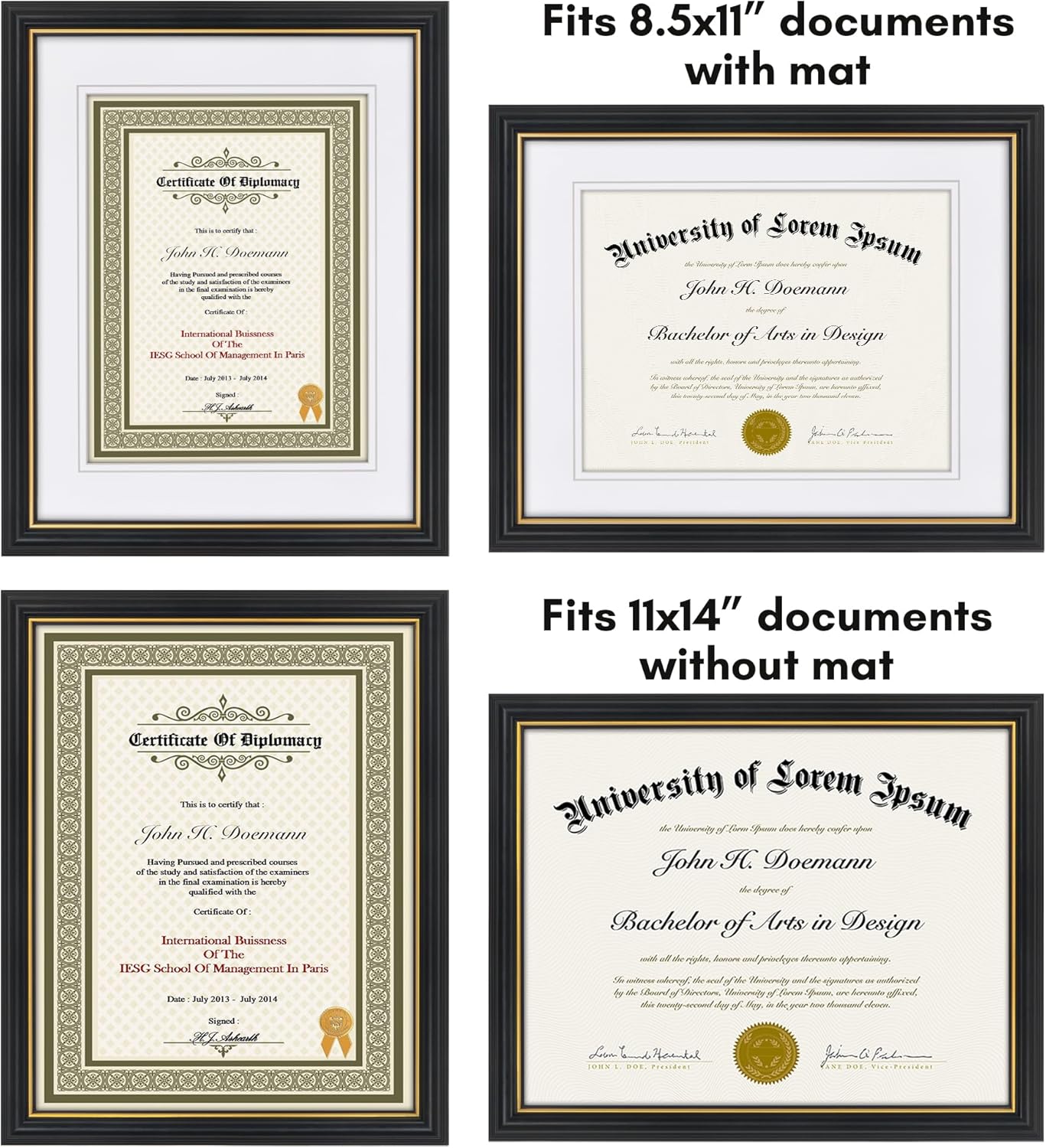 Americanflat Ornate Diploma Frame in Black