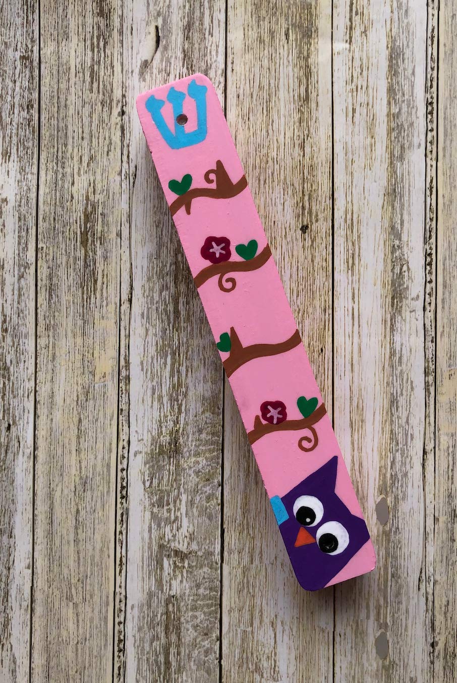 Lea Joelle Handmade Hamsa and Mezuzah Owl Blessing Pink
