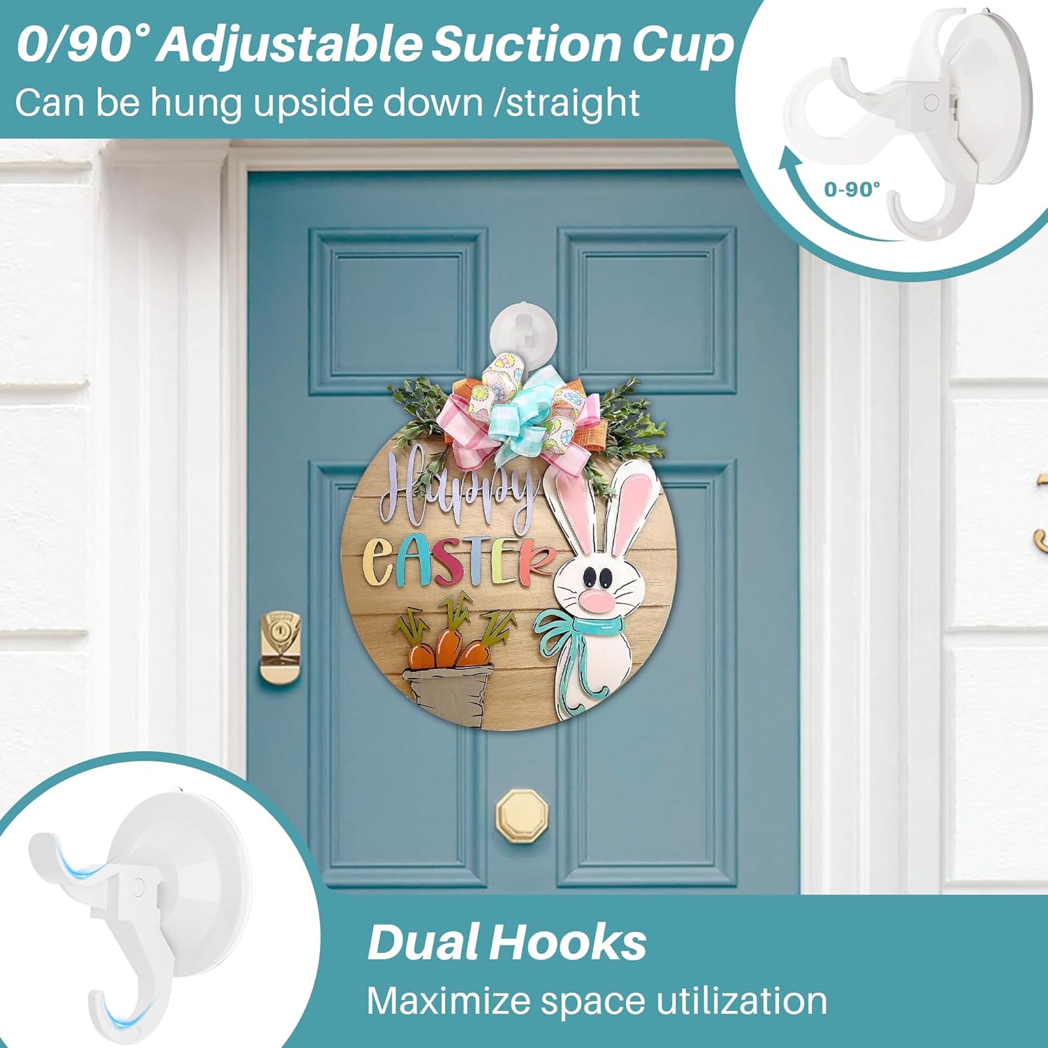 AENTGIU Wreath Suction Cup Hooks 5 Pack