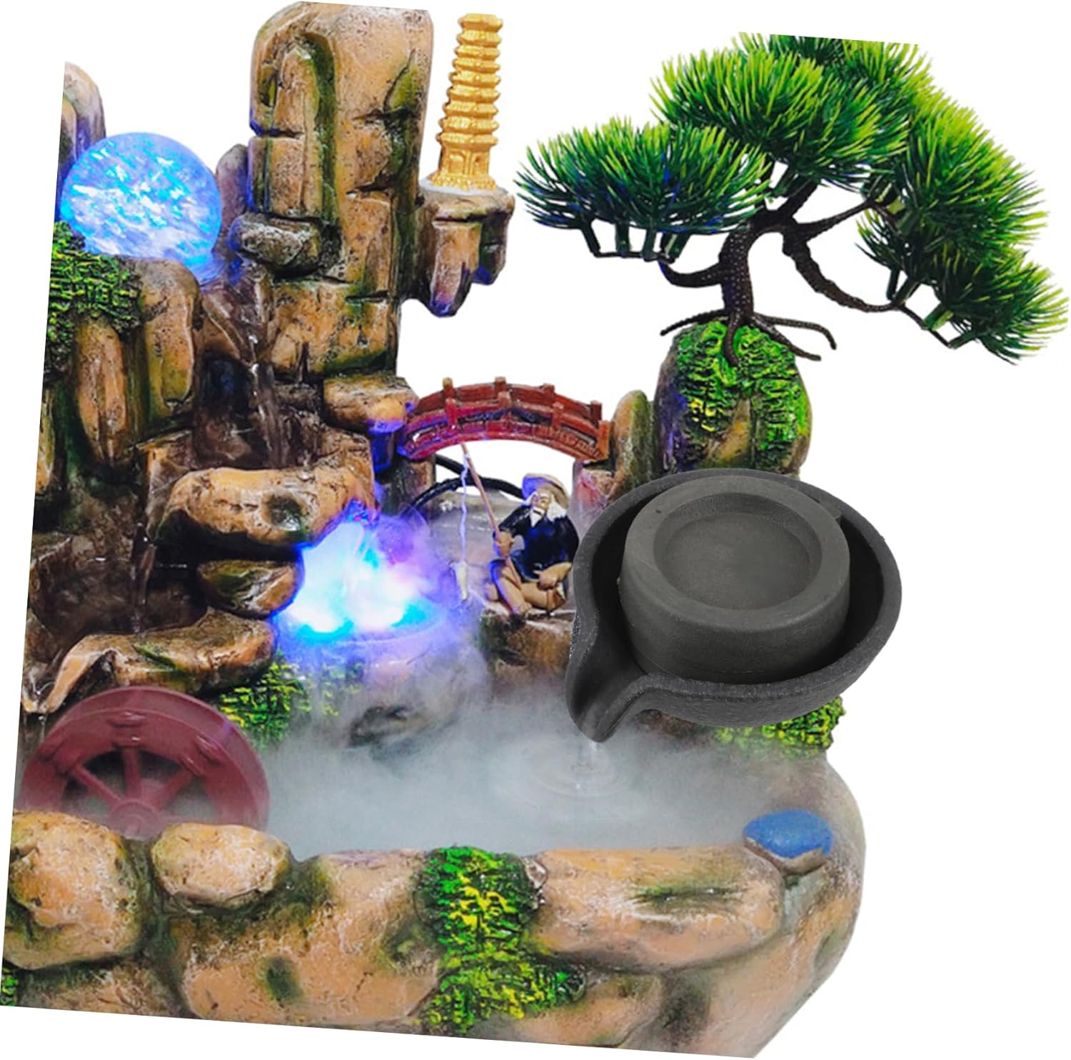 Mikikit Indoor Tabletop Fountain with Rotating Millstone