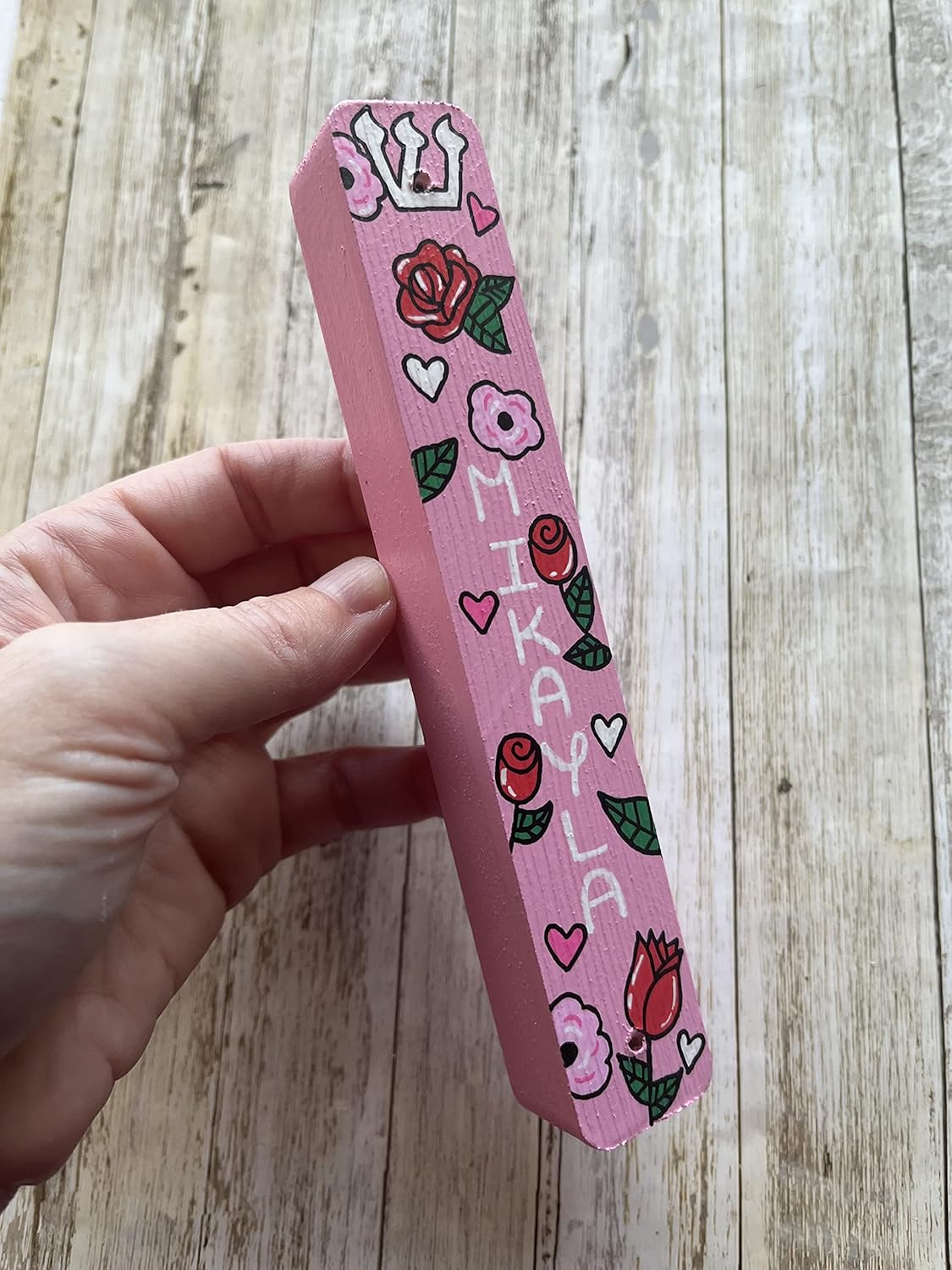 Roses and Hearts Mezuzah Scroll Case