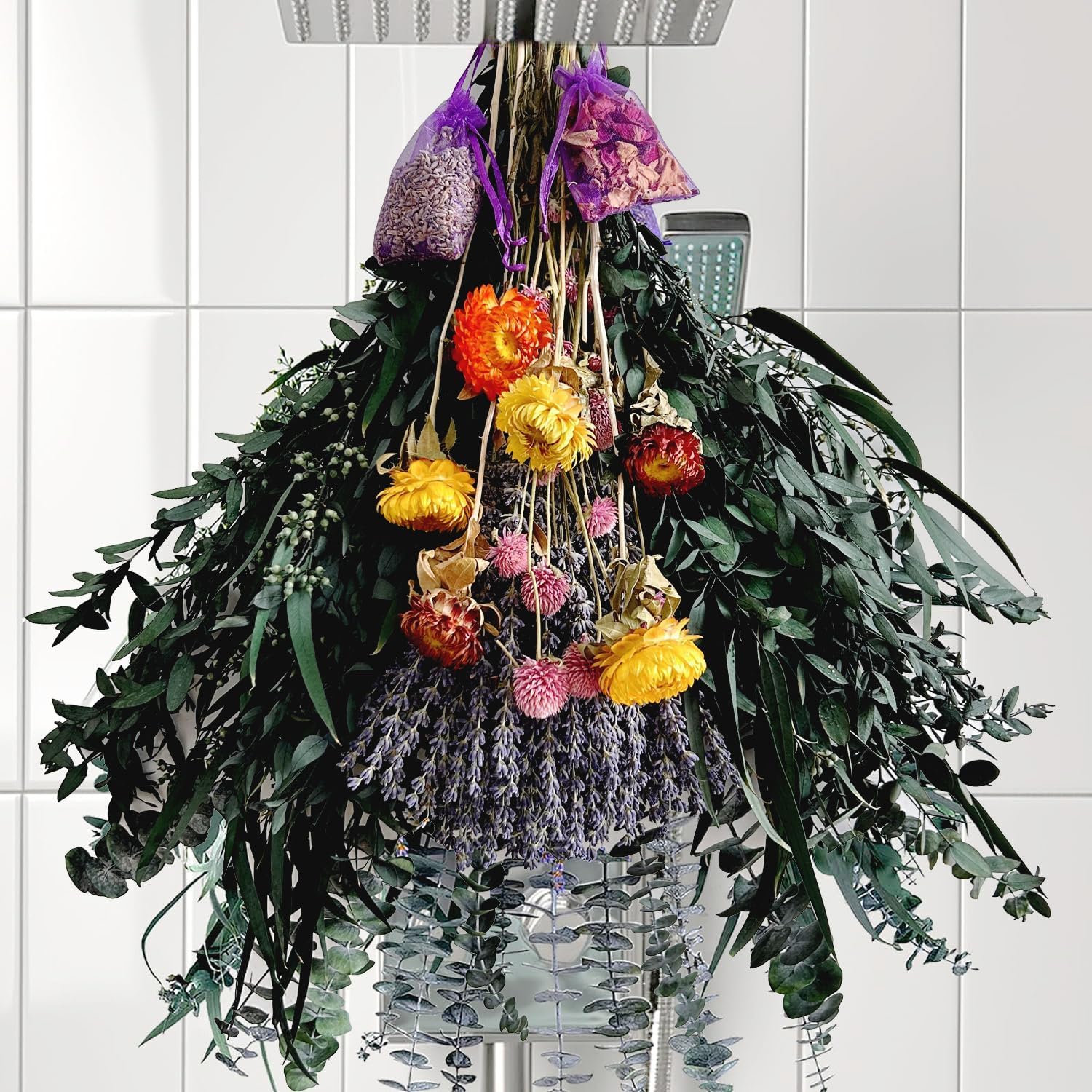 129 Pc Dried Eucalyptus Stems with Lavender Bundle