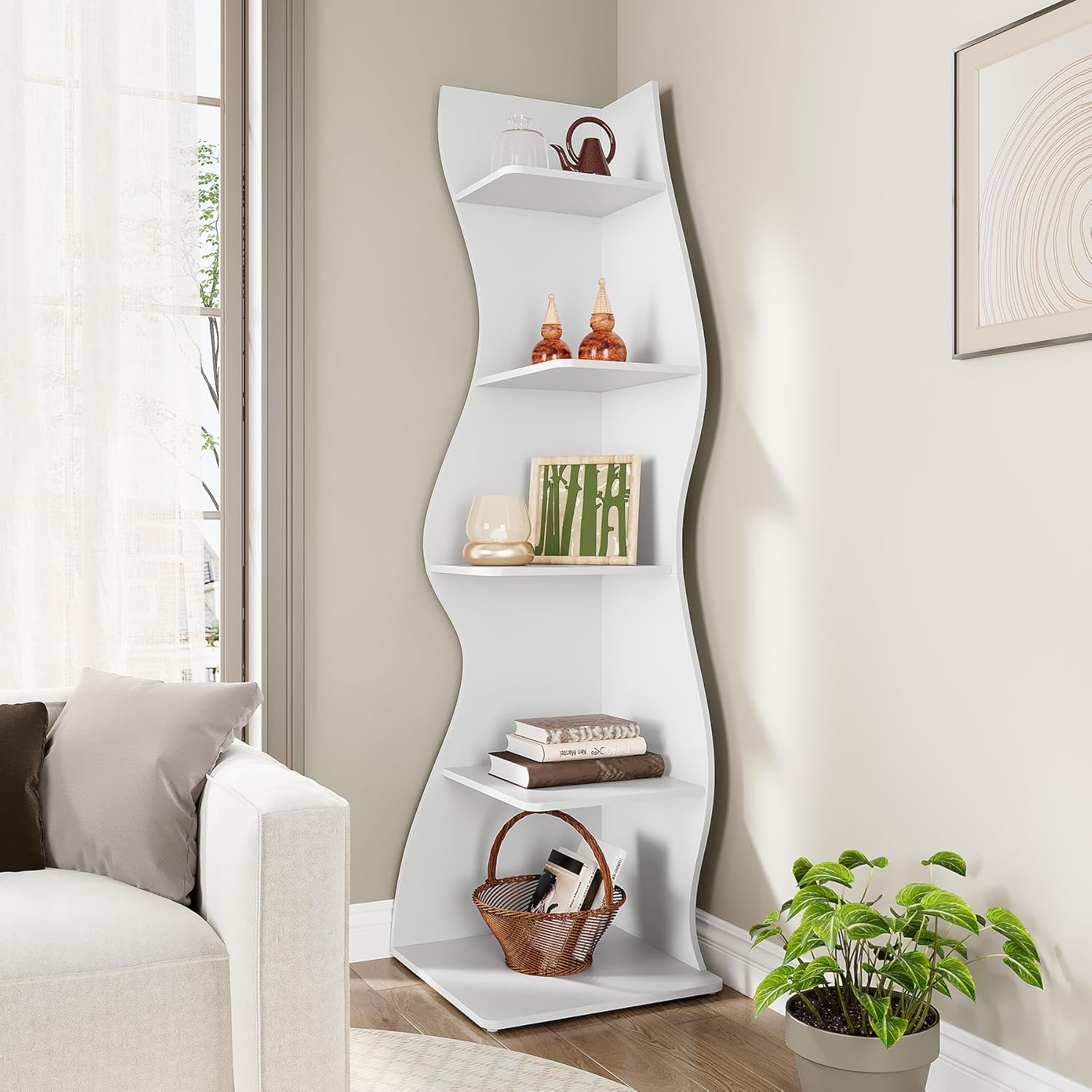 LITTLE TREE 5-Tier Wall Corner Bookshelf