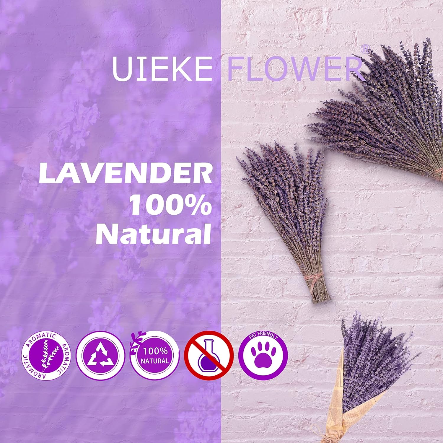 Uieke Dried Lavender Bundles 150 Stems 15-17 Inch