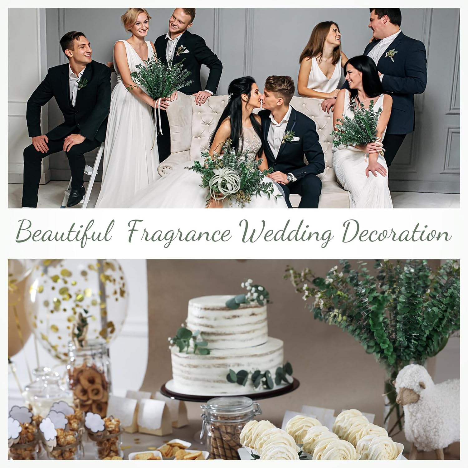 60 Pcs Dried Eucalyptus Stems 17inch for Home Decor and Wedding Vase