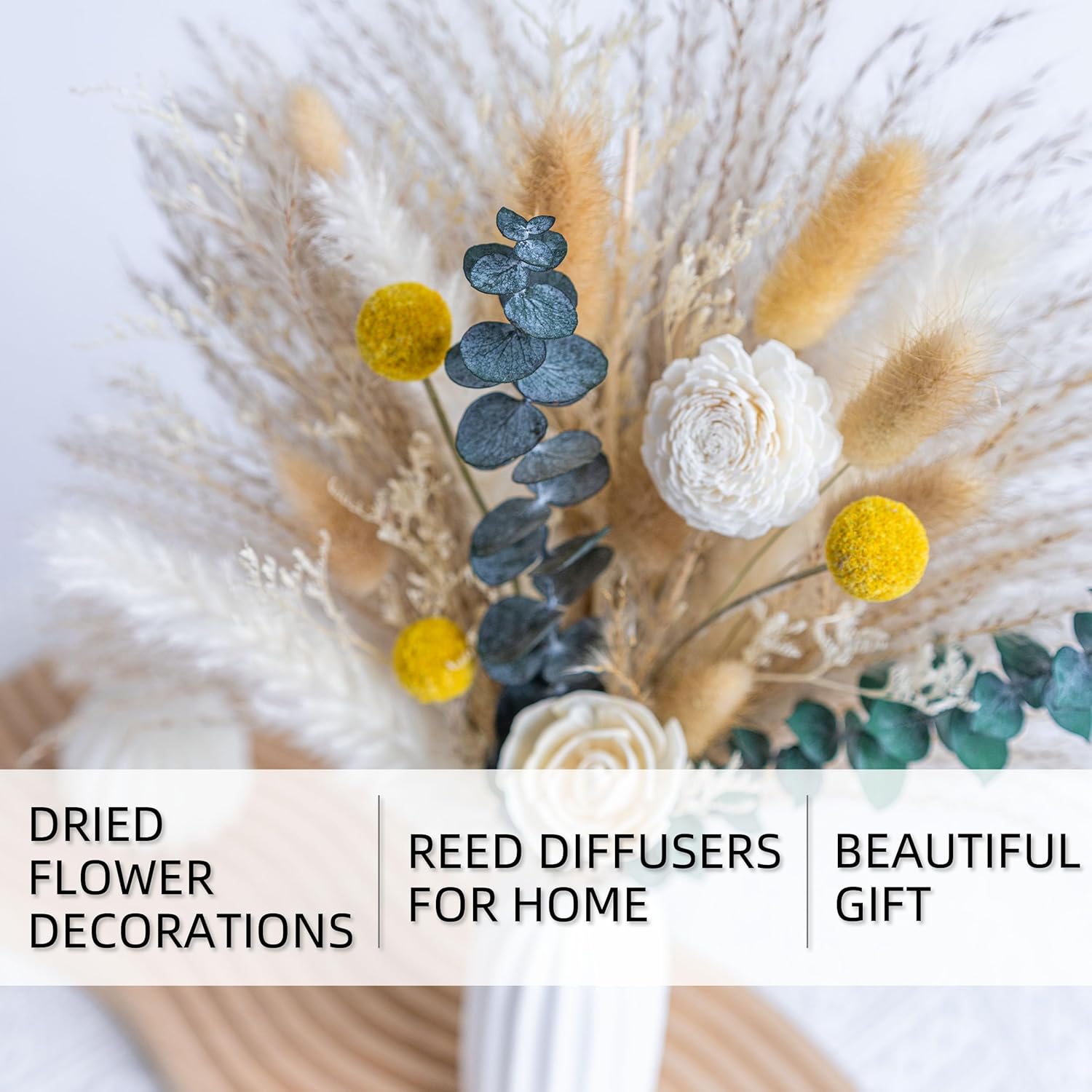 Pampas Grass Decor with White Ceramic Vase