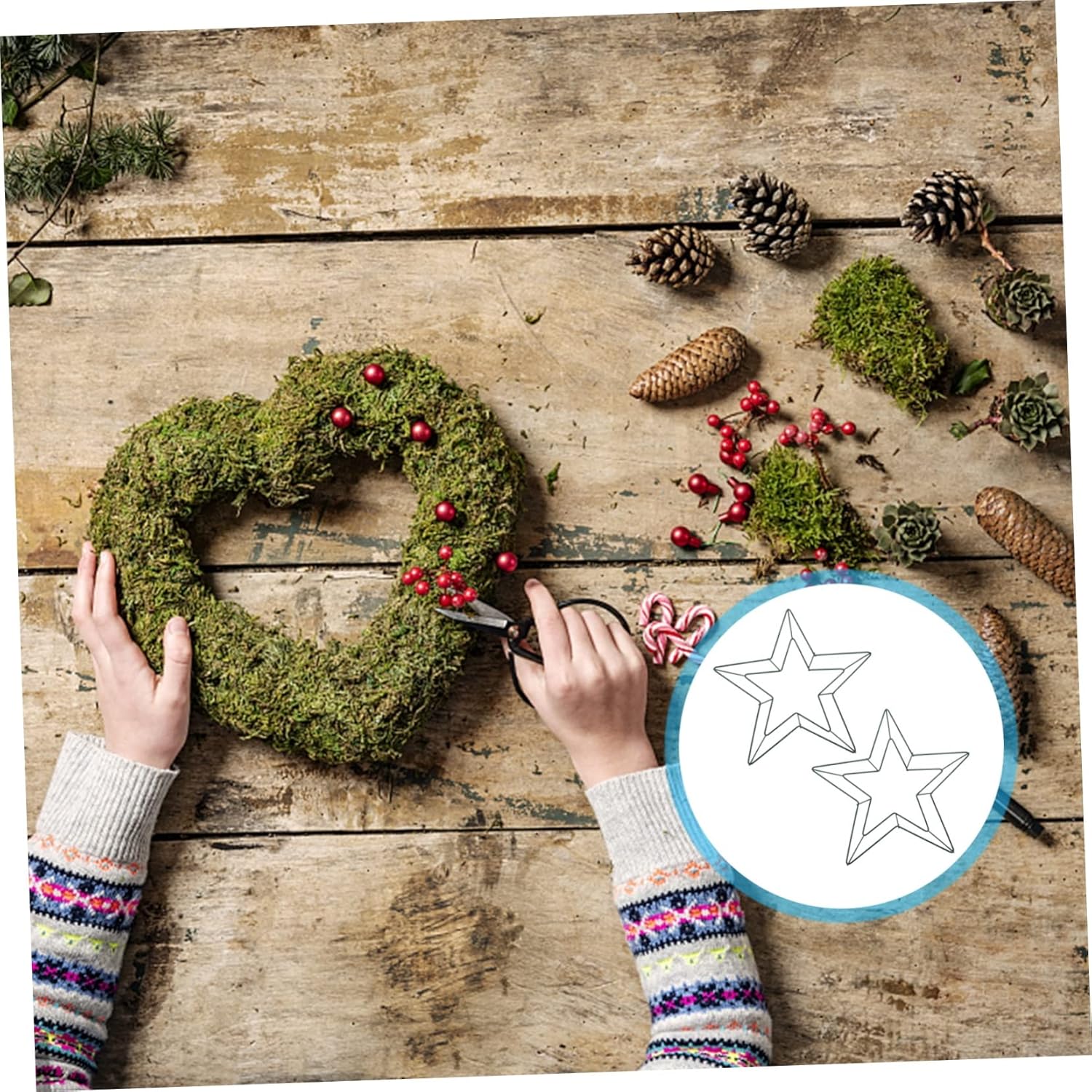 2pcs Star Shape Wreath Frame Rings for Wall Decor and Festival Decor