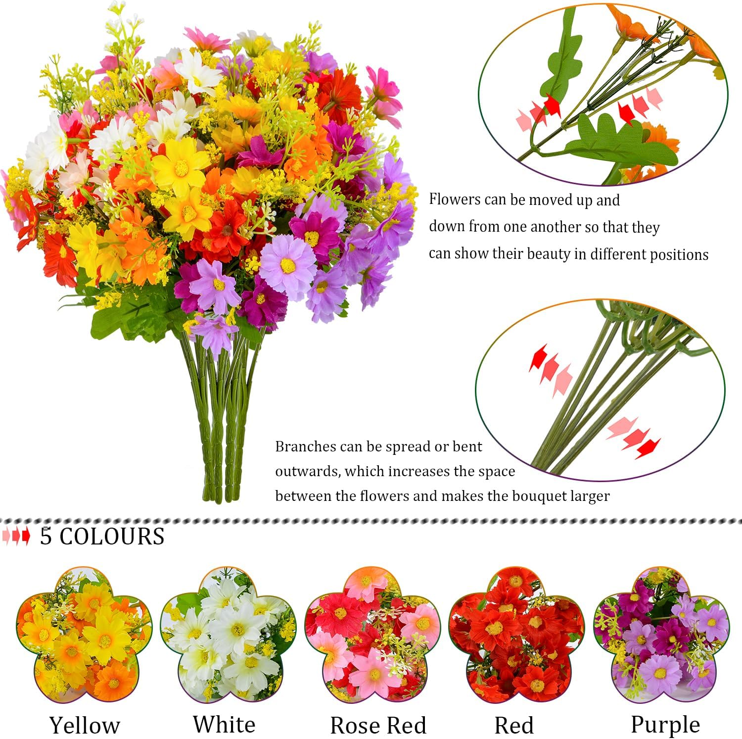 XONOR Artificial Daisy Flowers with Vase for Grave Decoration
