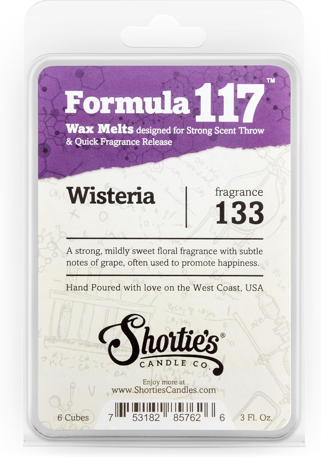 Shorties Candle Company Pure Wisteria Wax Melts 3 Oz Bar