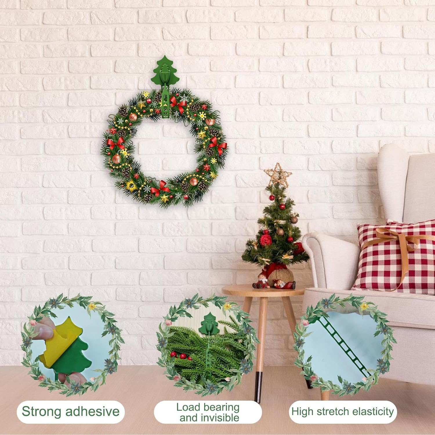 2pcs Adjustable Wreath Hanger with Silicone Hook