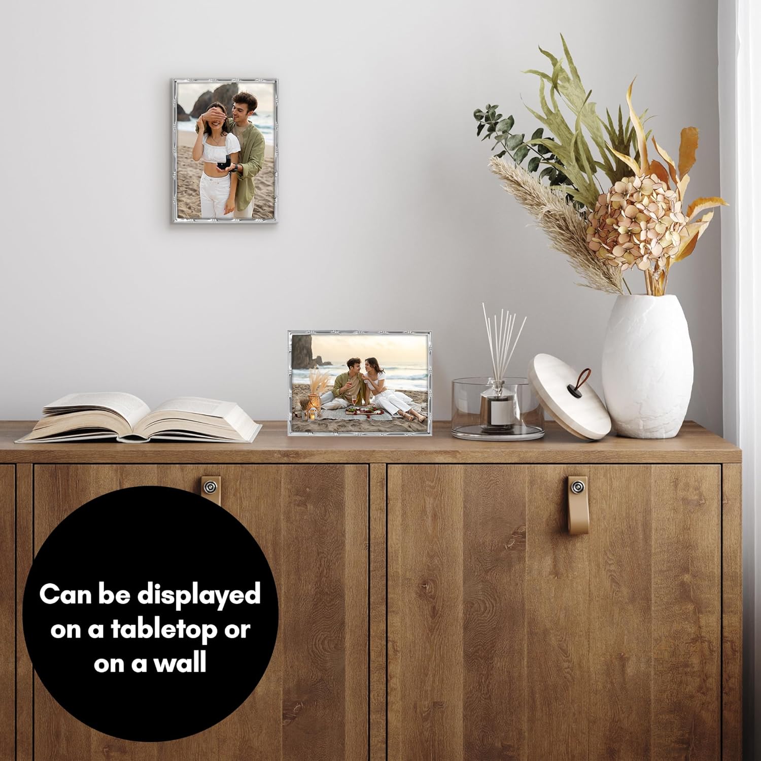 Americanflat 5x7 Bamboo-Style Picture Frame - Silver