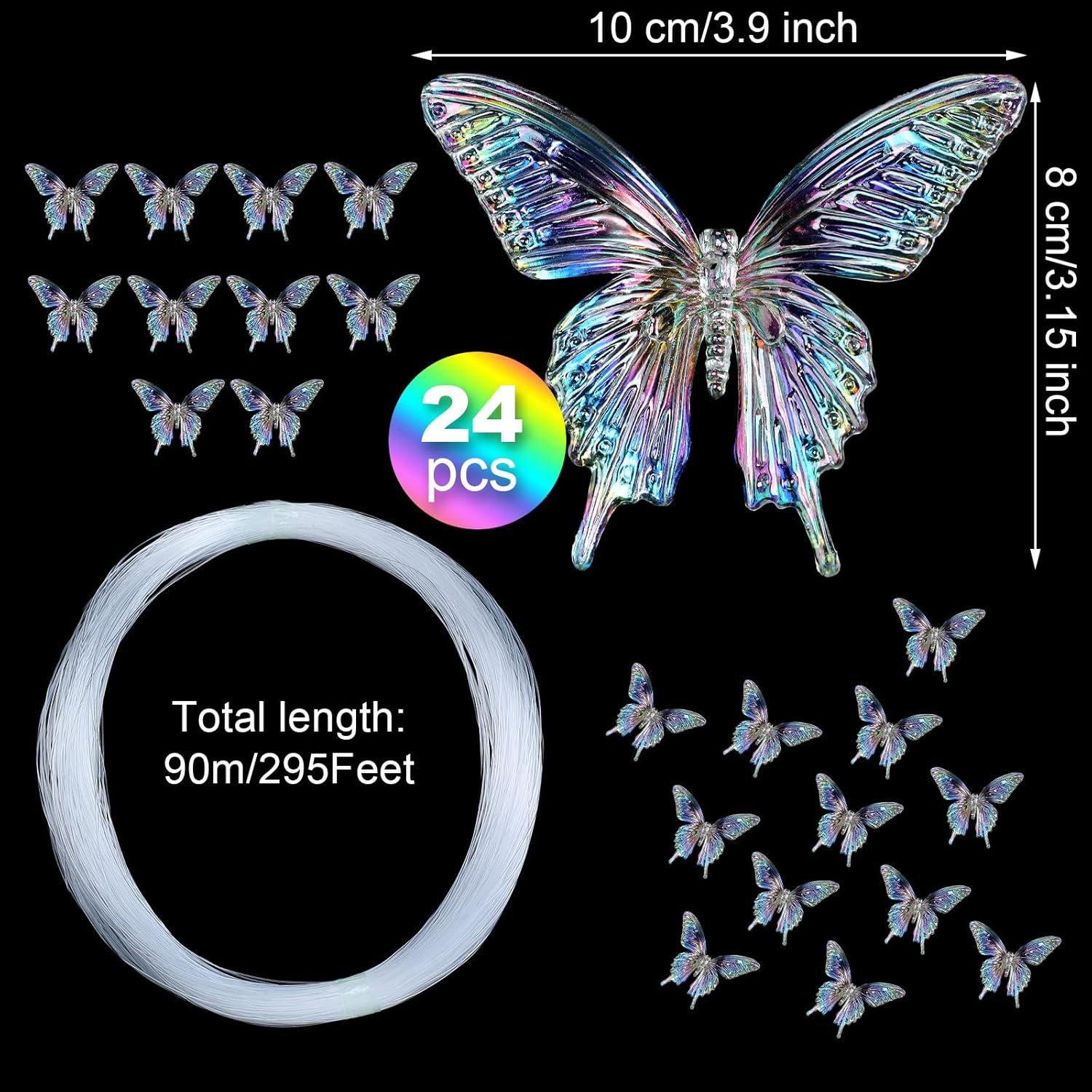 Amyhill Iridescent Butterfly Ceiling Decor 24 Pcs