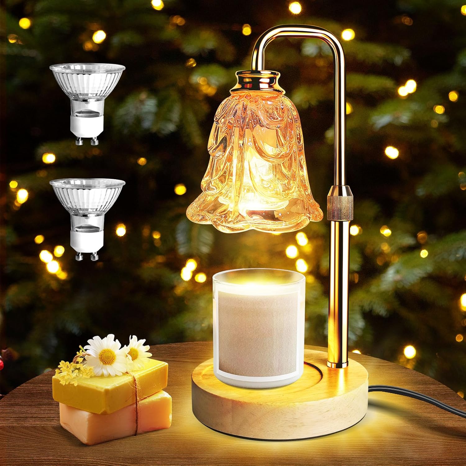 PYZO Flameless Candle Lamp with Timer and Adjustable Height