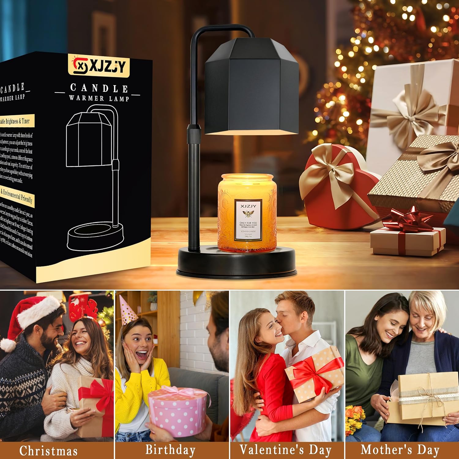 XJZJY Candle Warmer Lamp with Timer Dimmer Black
