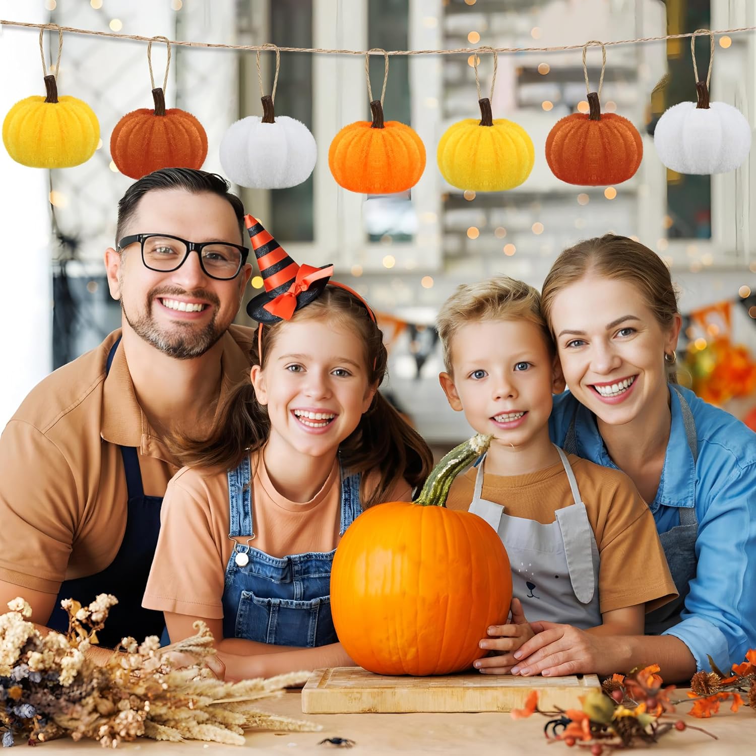 16PCS Fall Thanksgiving Pumpkin Hanging Velvet Decorations