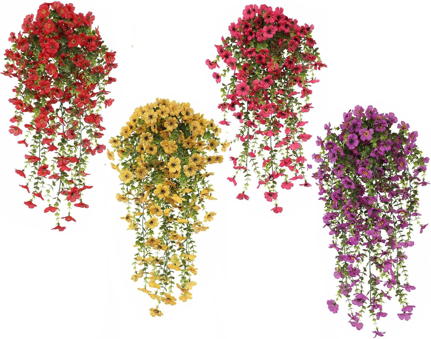 4 PCS Artificial Hanging Flowers for Outdoor Decor