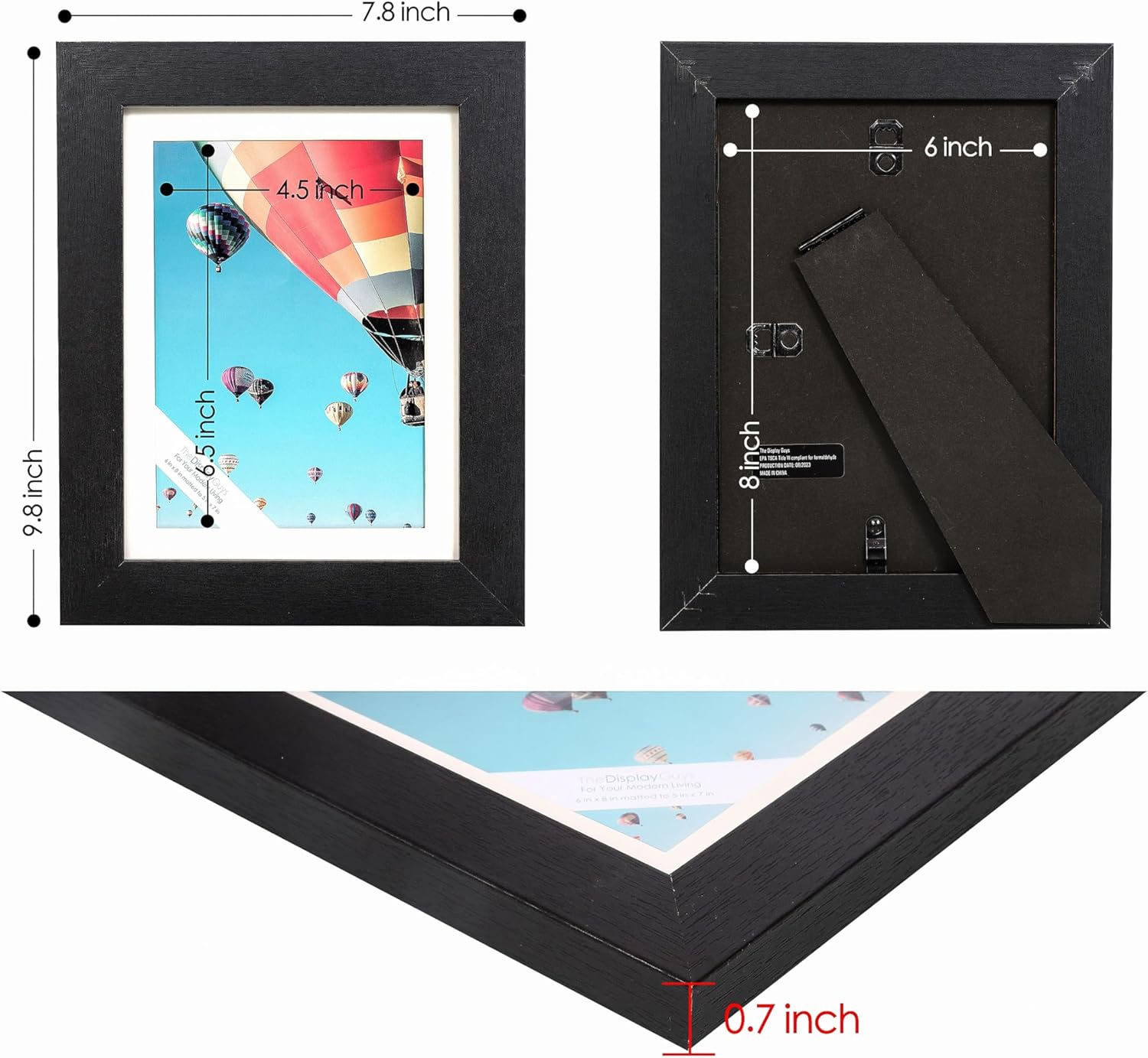 The Display Guys Black Wooden Picture Frame Set