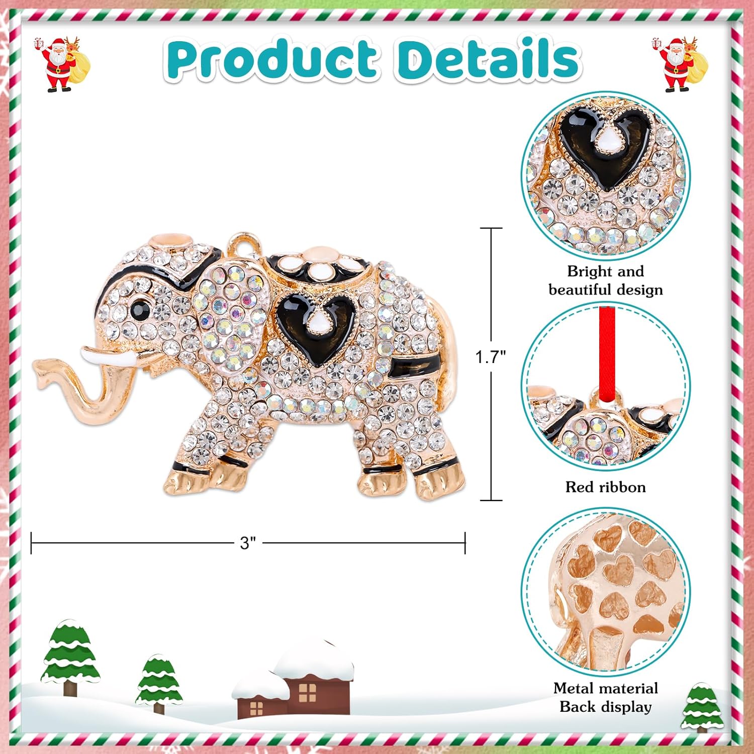 D24TIME Elephant Christmas Ornament Metal Decor