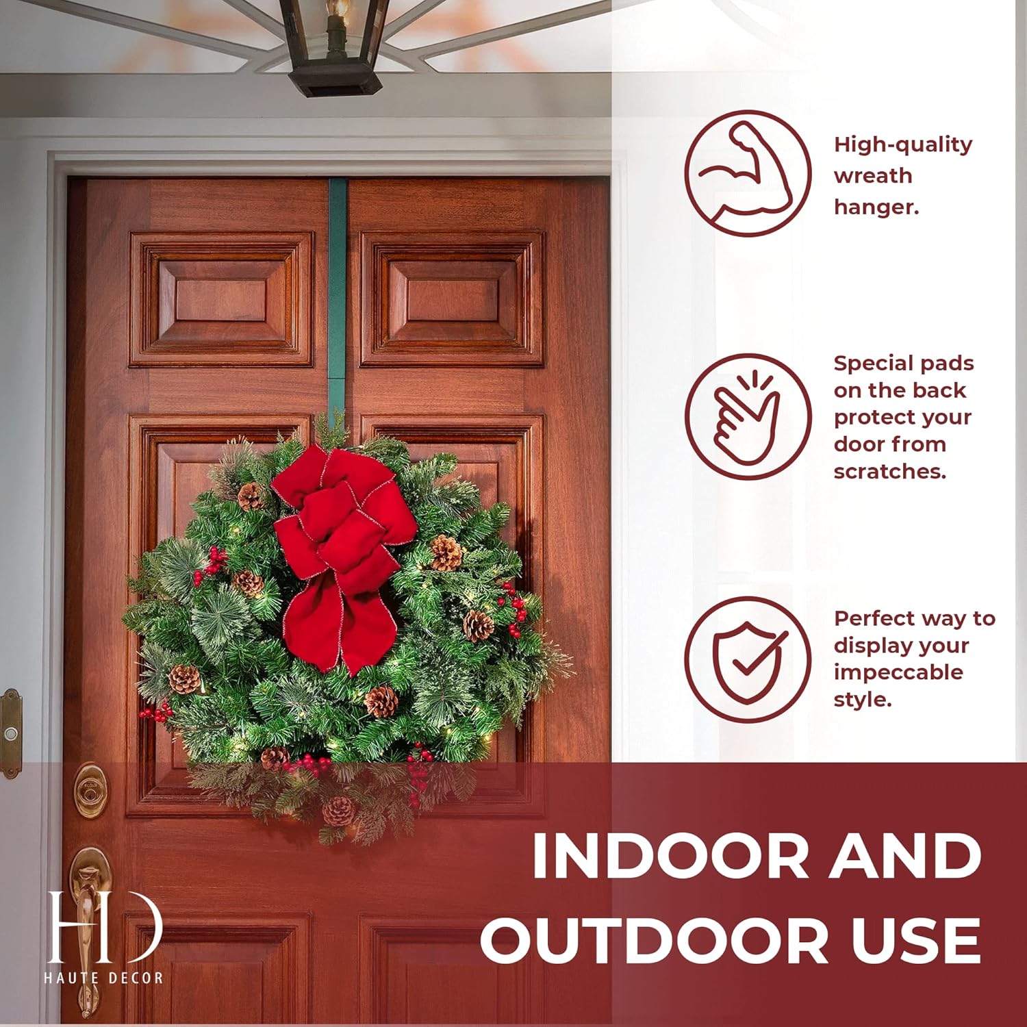 Haute Decor Adjustable Wreath Hanger - 2 Pack Green