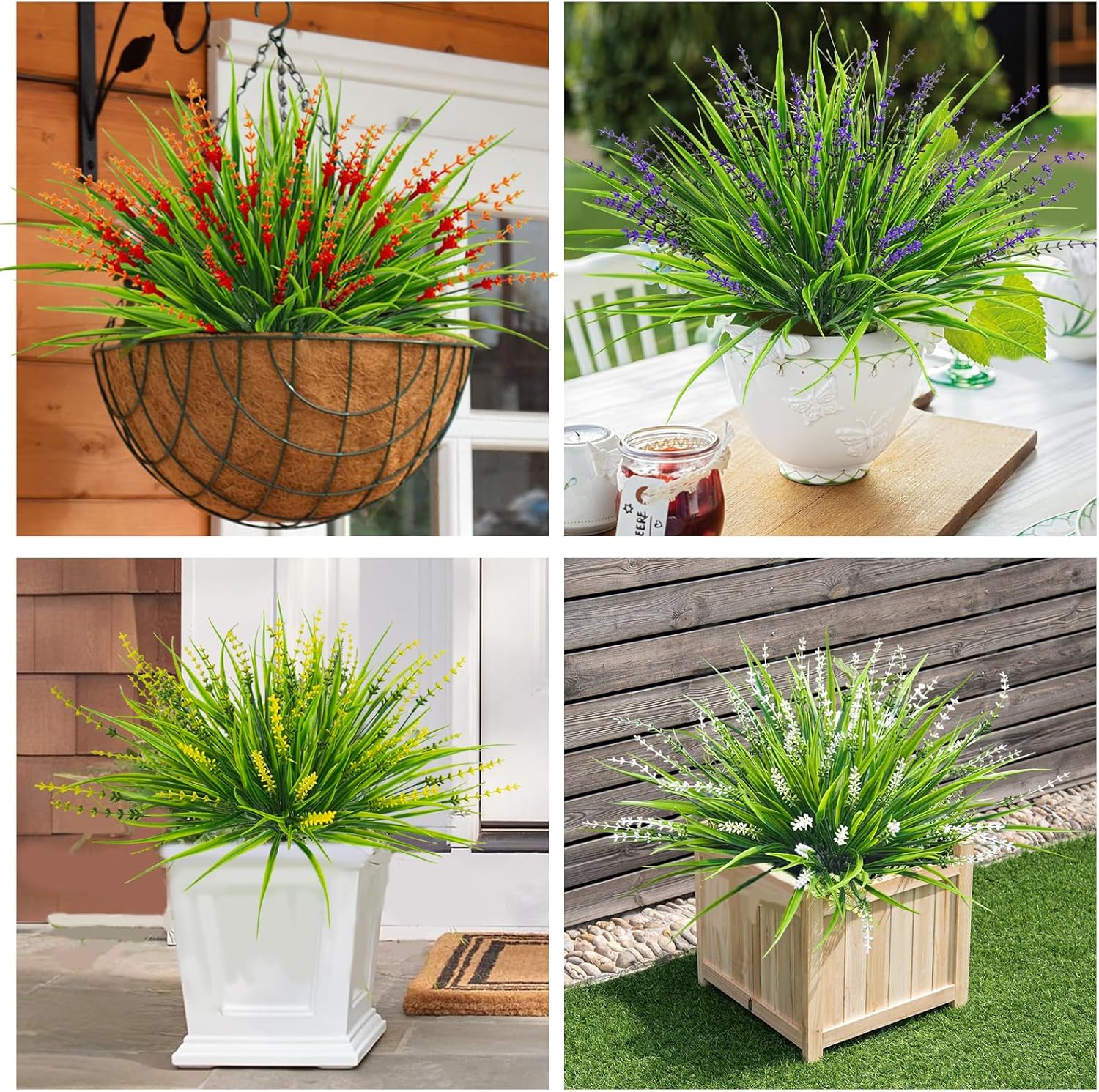 36 Pcs Artificial Plants Outdoor with UV Resistance