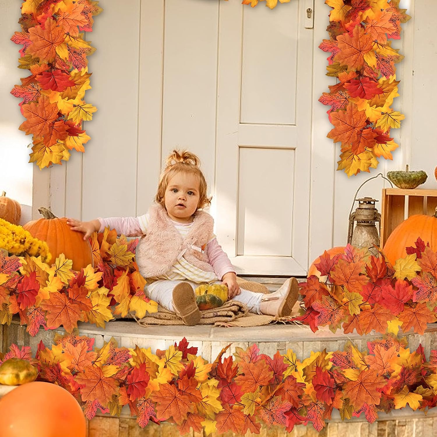 RECUTMS 2 Pcs Fall Leaves Garland for Home Decor