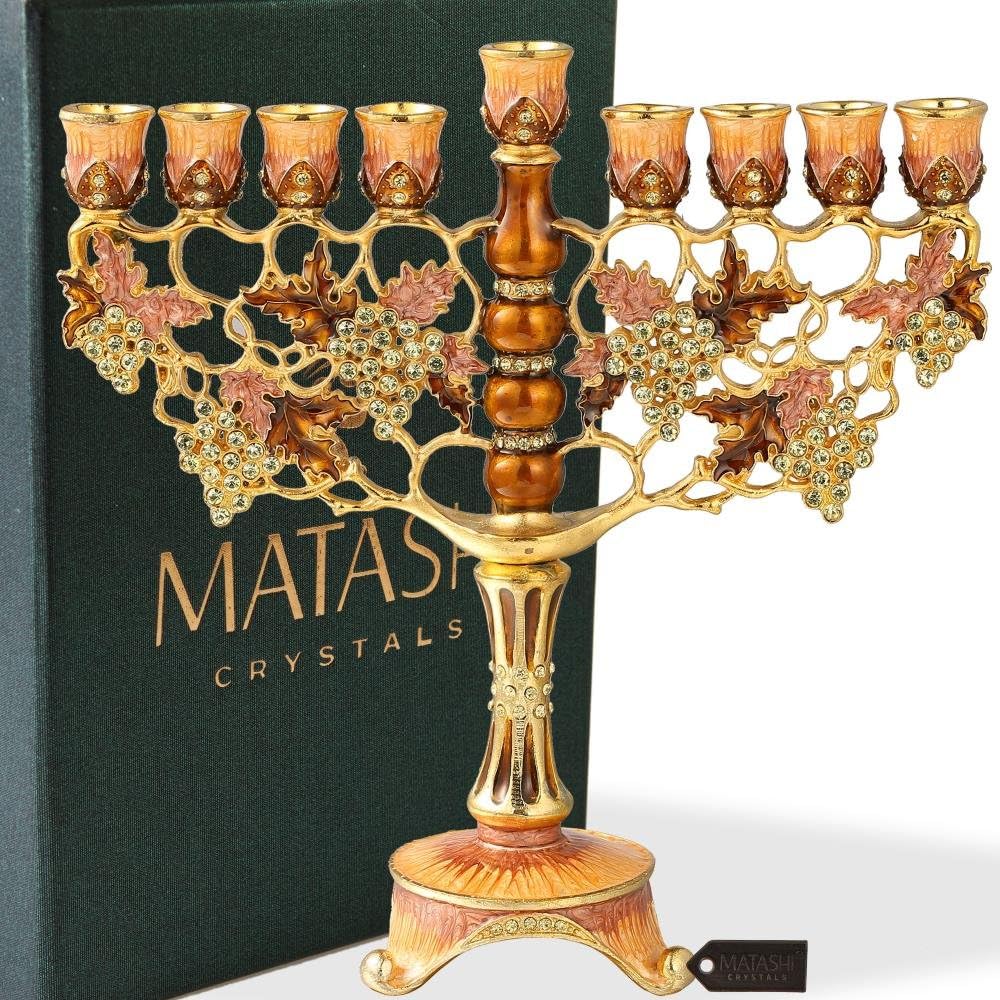 Matashi 725 Inch Tall Hand Painted Enamel Menorah