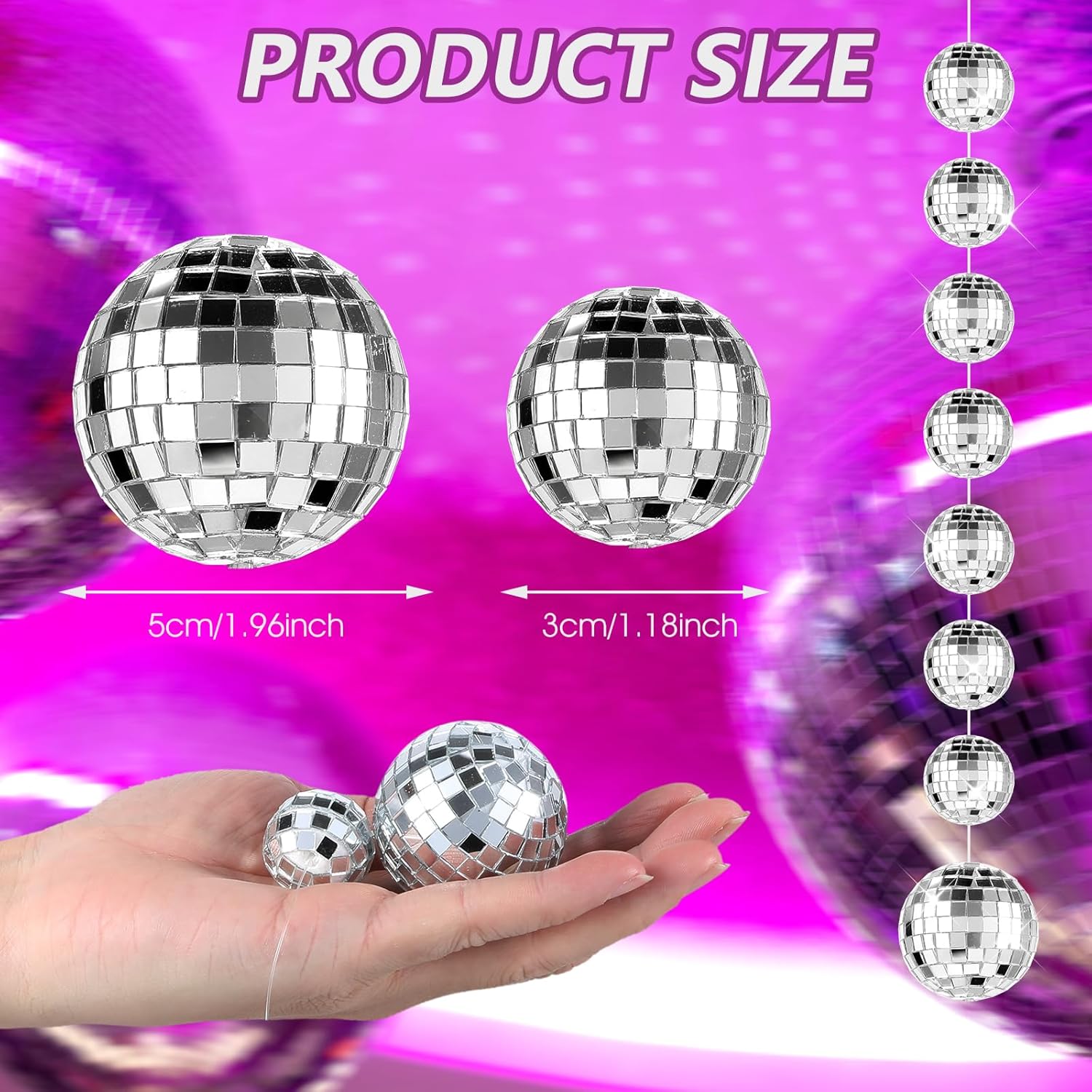 8 Strands Sparkling Mini Disco Ball Decorations