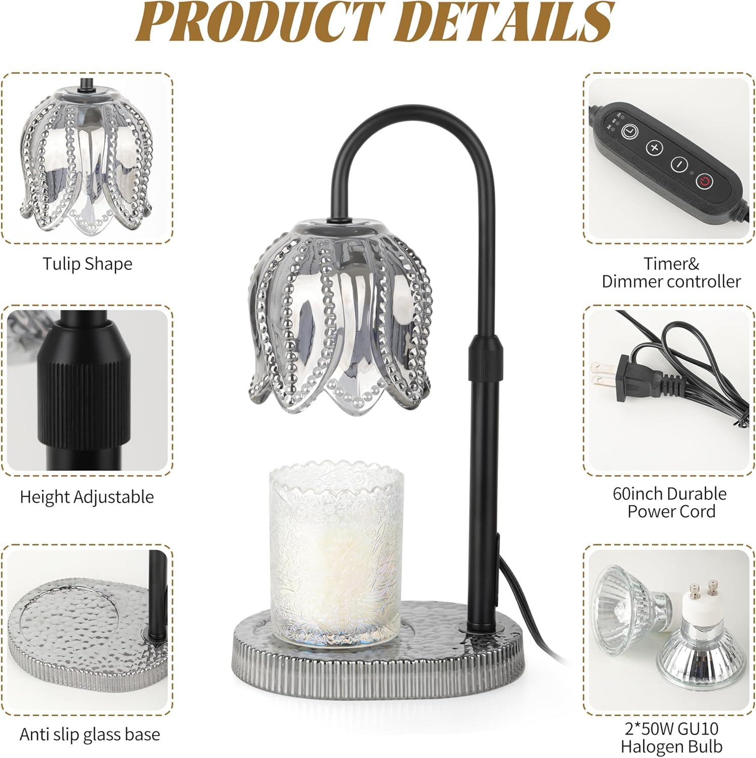 Tulip Candle Warmer Lamp with Timer and Dimmer