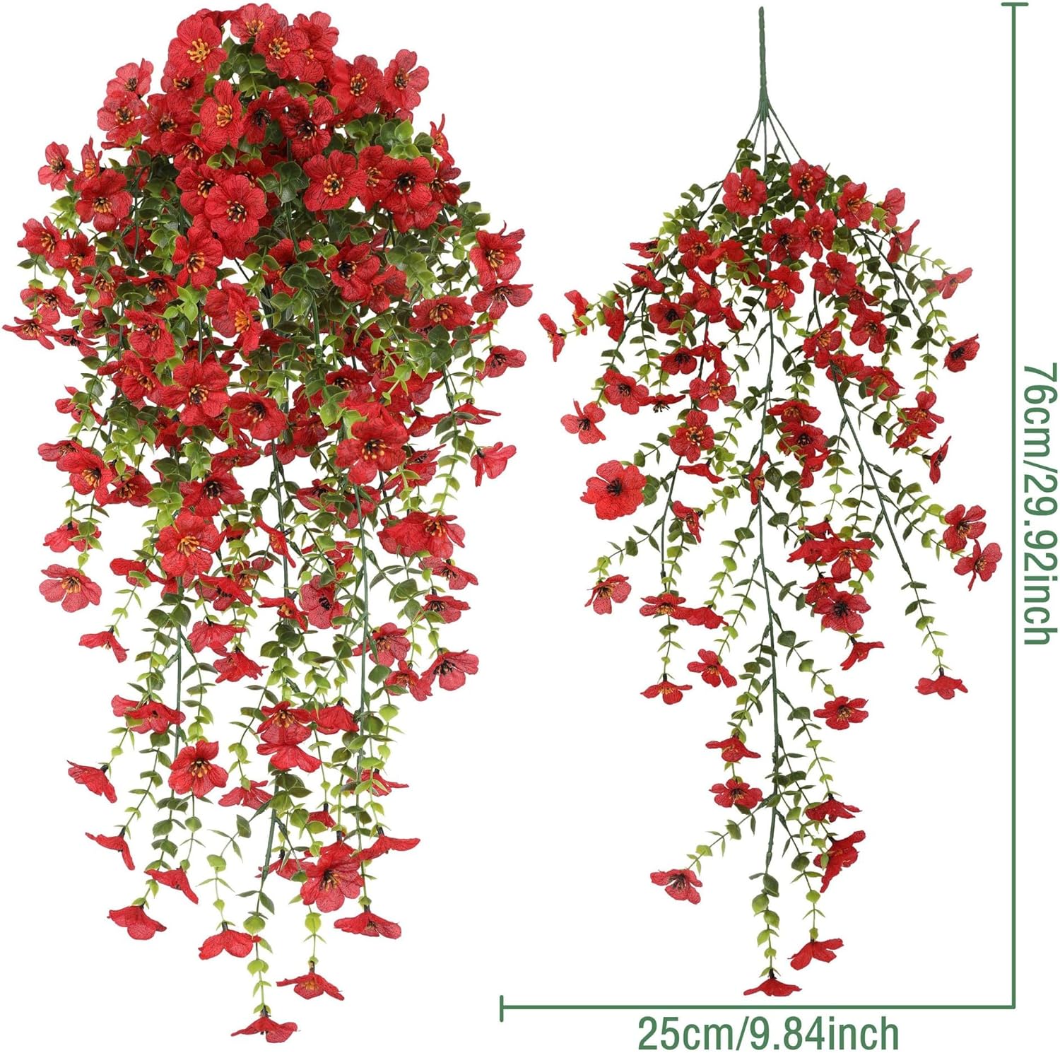 4 PCS Artificial Hanging Flowers for Outdoor Decor