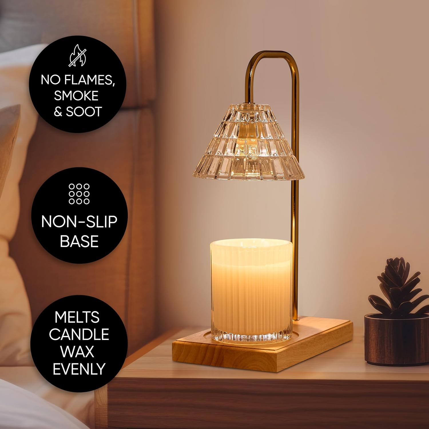 Sheffield Home Glass Candle Warmer Lamp - 12x8 Natural Cone Shape