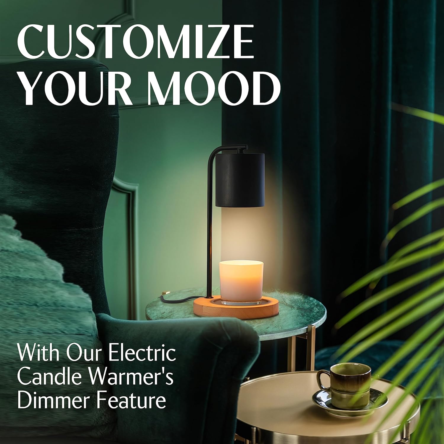 Coyal Flameless Candle Warmer Lamp with Timer and Dimmer - Black Wood