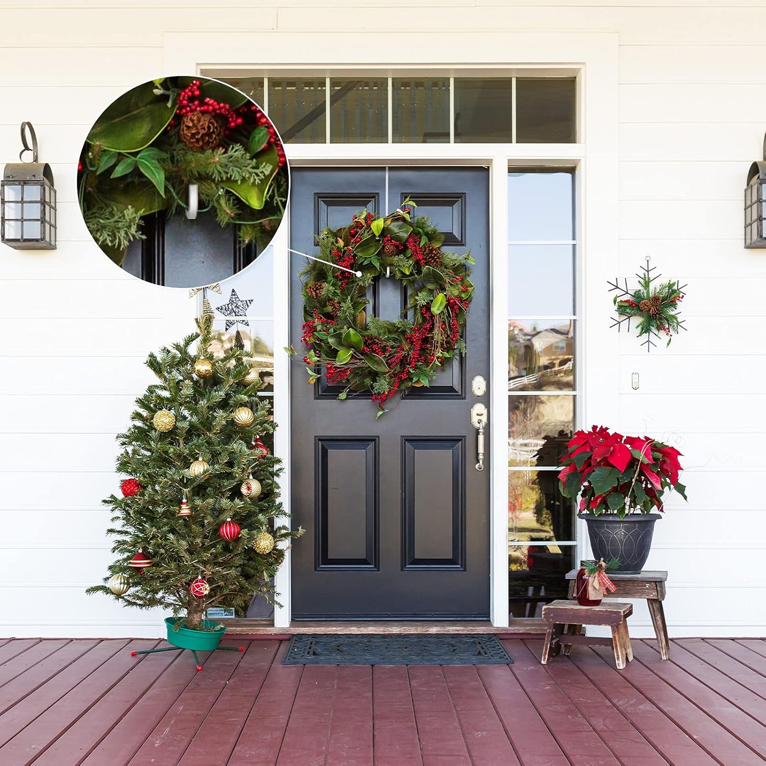 Hotop 16 Piece Christmas Wreath Hanger Hooks Over Door