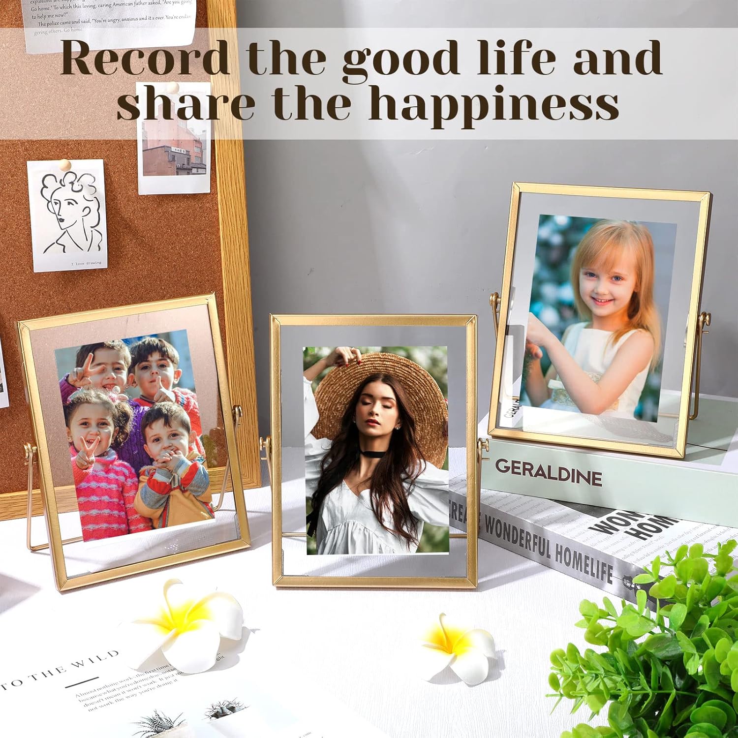 Hoteam 12 Pack 4x6 Inch Floating Frame Glass Photo Frames Gold