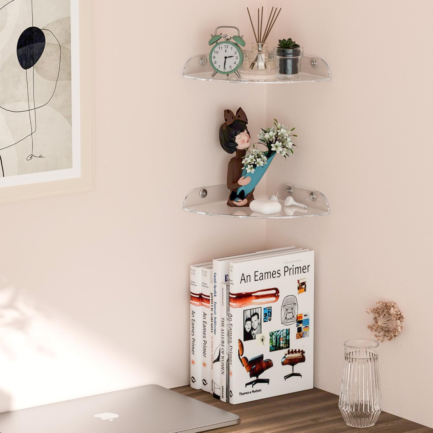 7x7 Inch Clear Acrylic Corner Shelf Set of 2