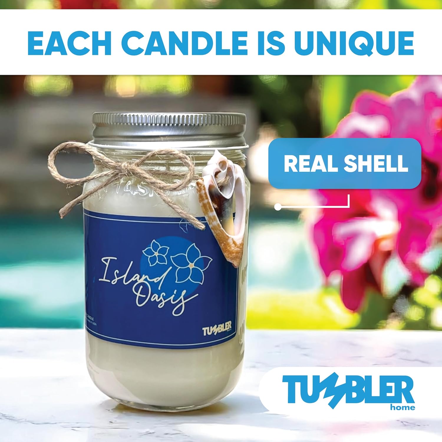 Tumbler Home Beach Candle with Real Shell