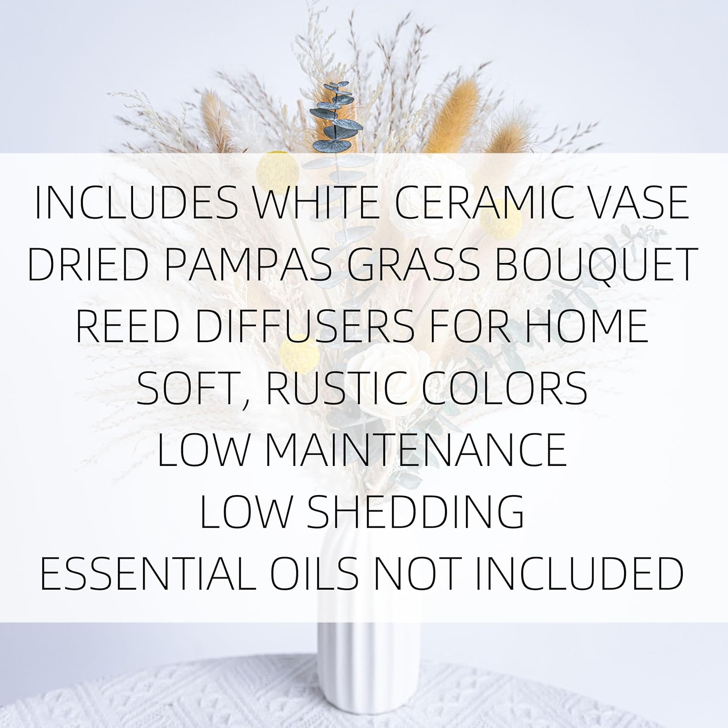 Pampas Grass Decor with White Ceramic Vase