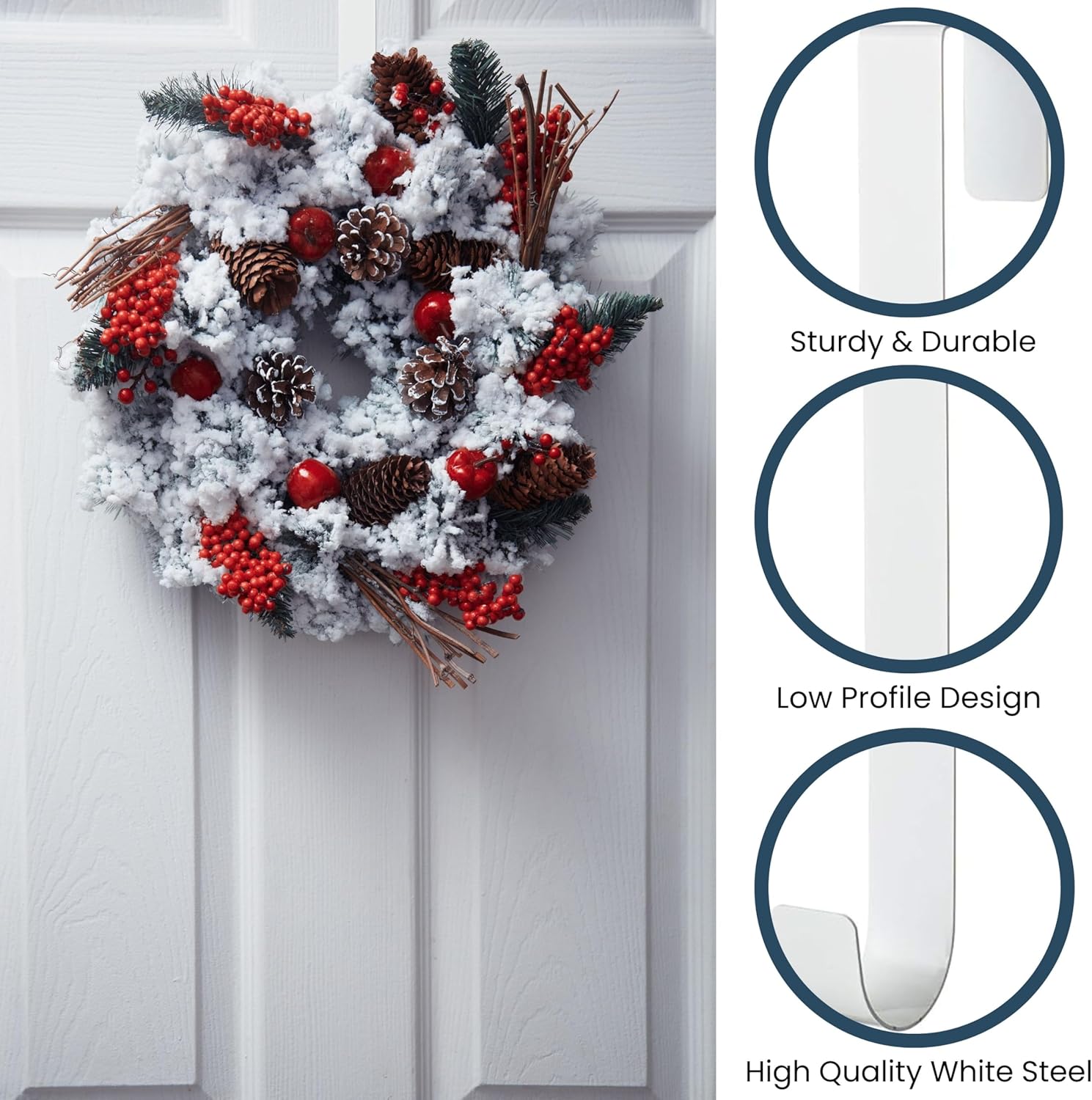 Sullivans 14 Inch White Metal Wreath Hanger
