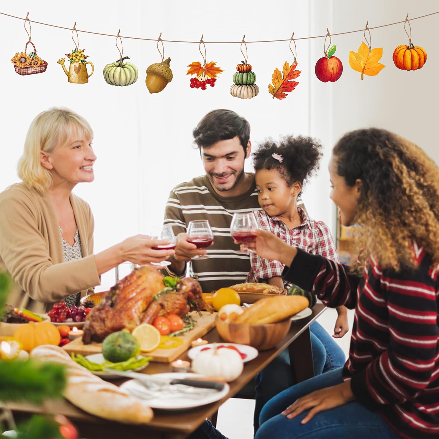 Haooryx 31Pcs Autumn Wooden Hanging Ornaments Set
