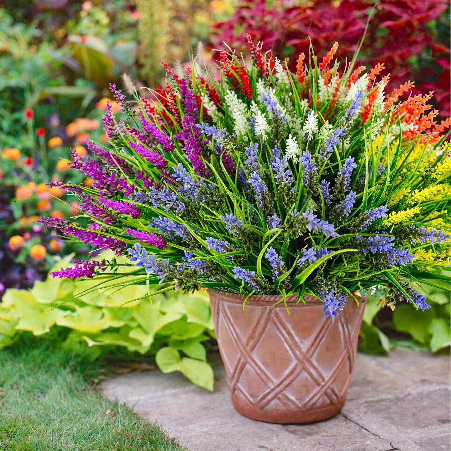 Agusbagli 48 Bundles Artificial Grass Fake Plants for Outdoor Decor