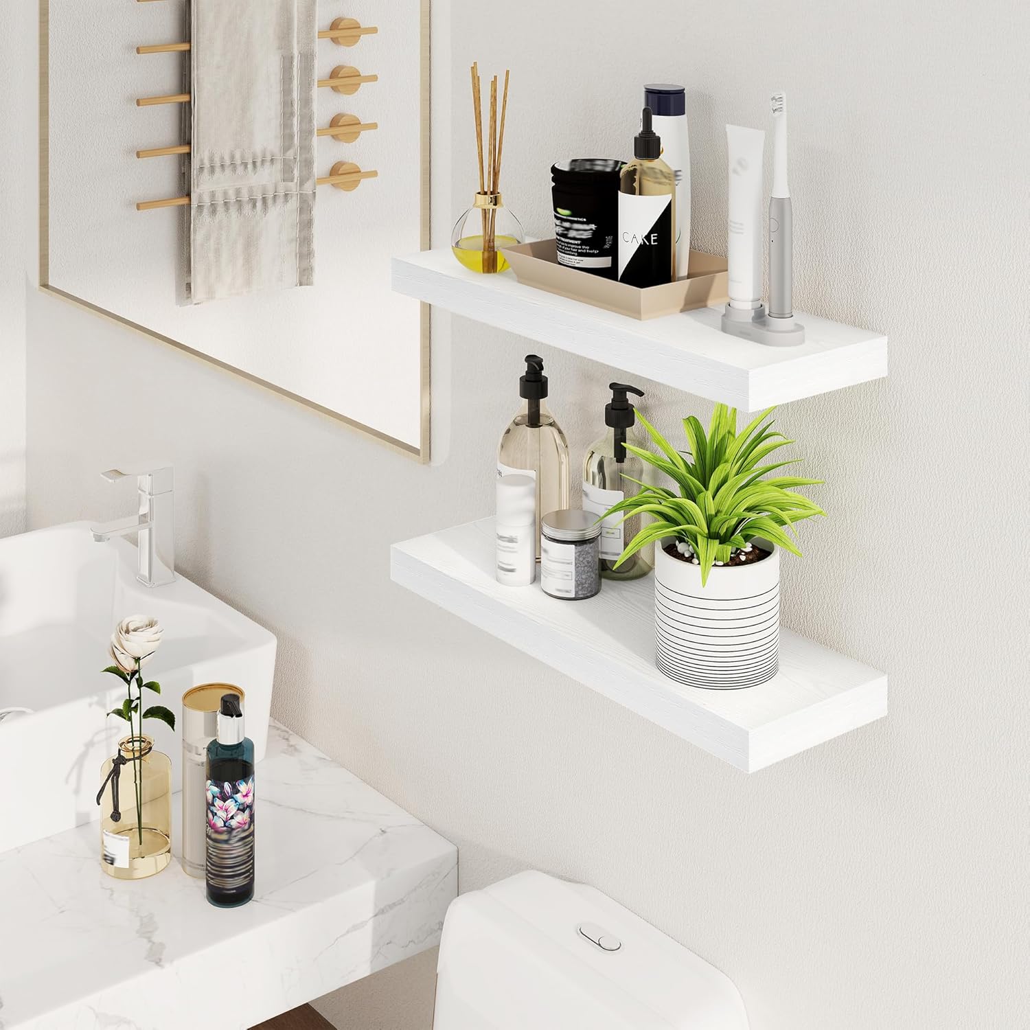 Fun Memories 24 Inch Floating Shelves Set of 2 White