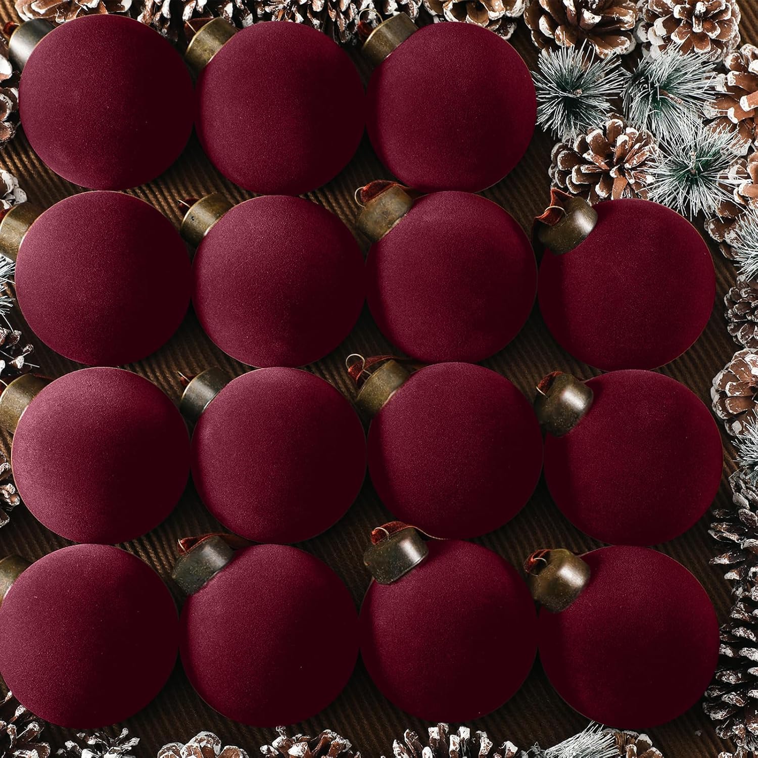 Liliful 15 Pcs Velvet Christmas Balls Decor