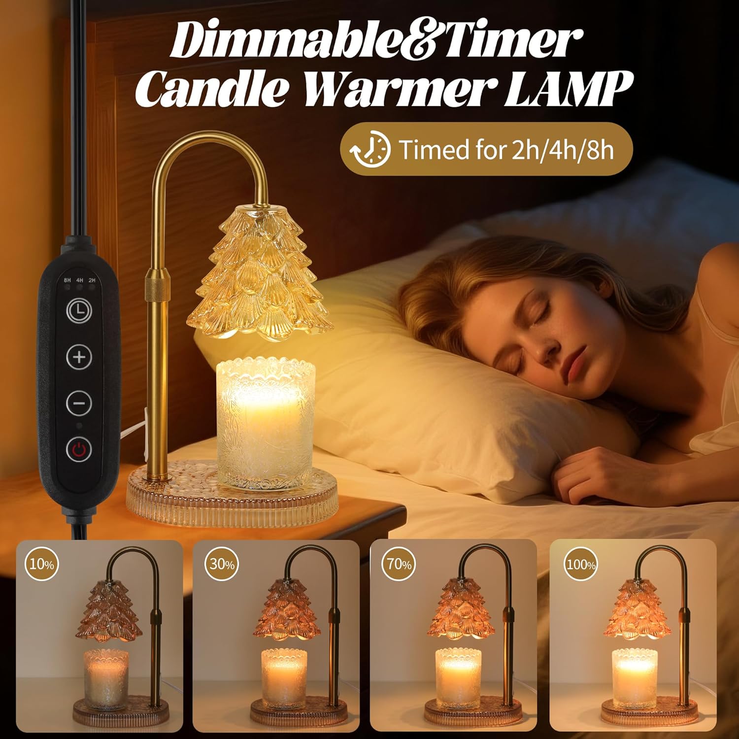 Tree-Shaped Candle Warmer Lamp with Timer and Dimmer