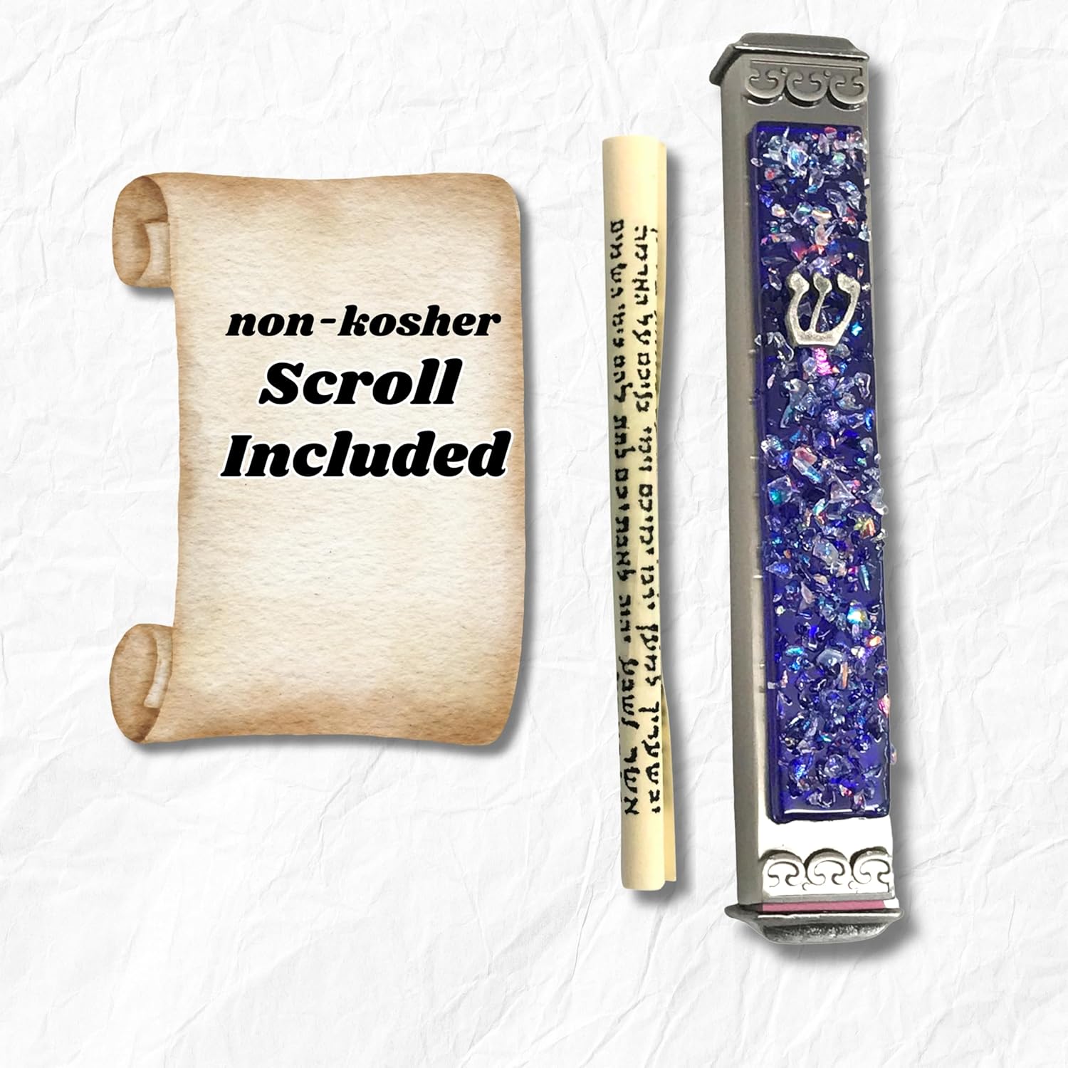 Sparkling Art Glass Mezuzah - 35 Inch Blue