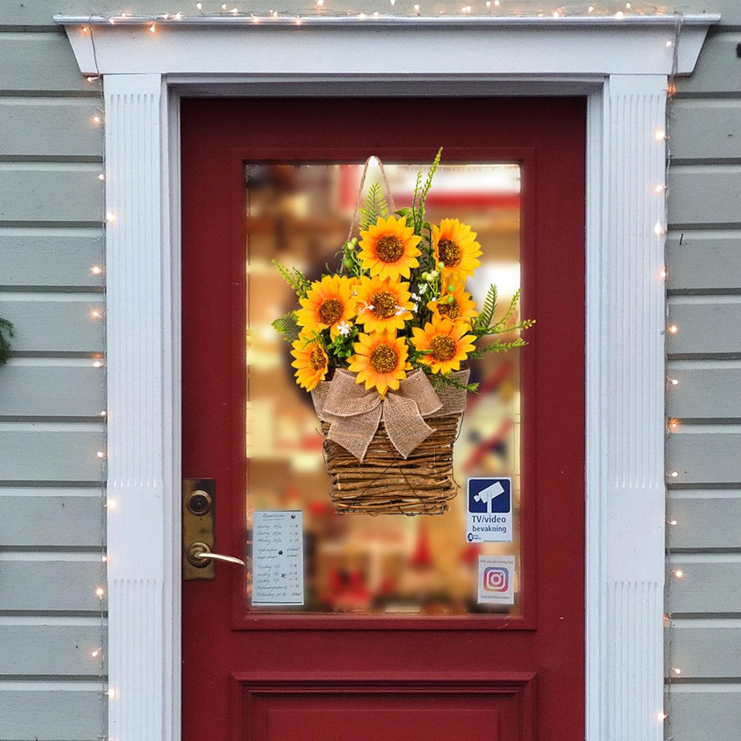 Artificial Sunflower Door Wreath 1732 Inch Yellow Hanging Decor