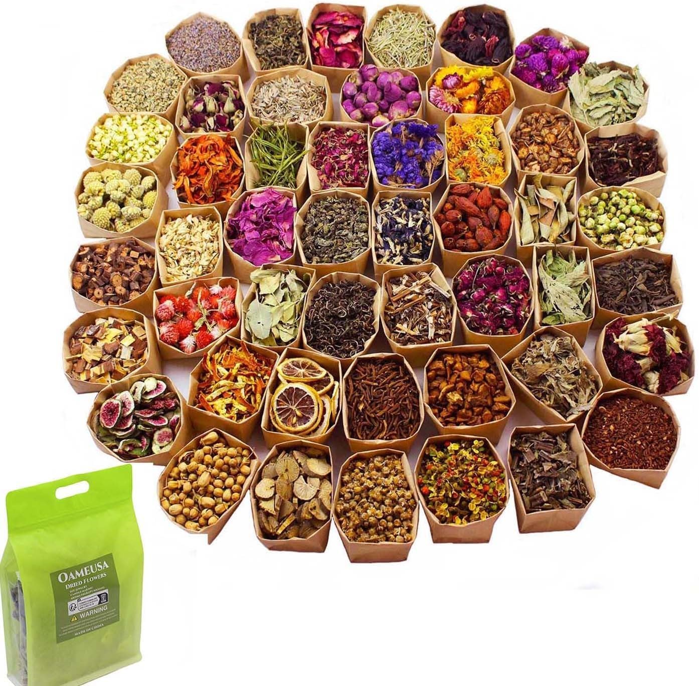 50 Pieces Dried Flower Set for Crafts and Decor