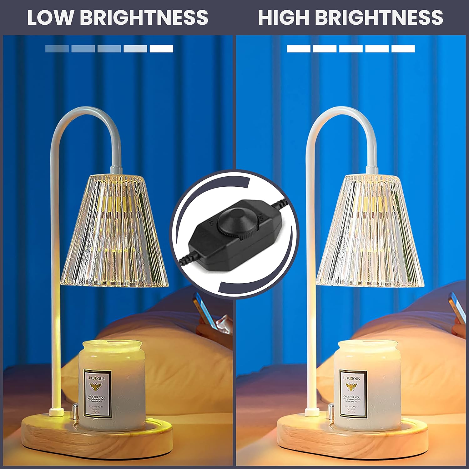 Candle Warmer Lamp with 2 Bulbs for Safe Candle Use at Home or Office