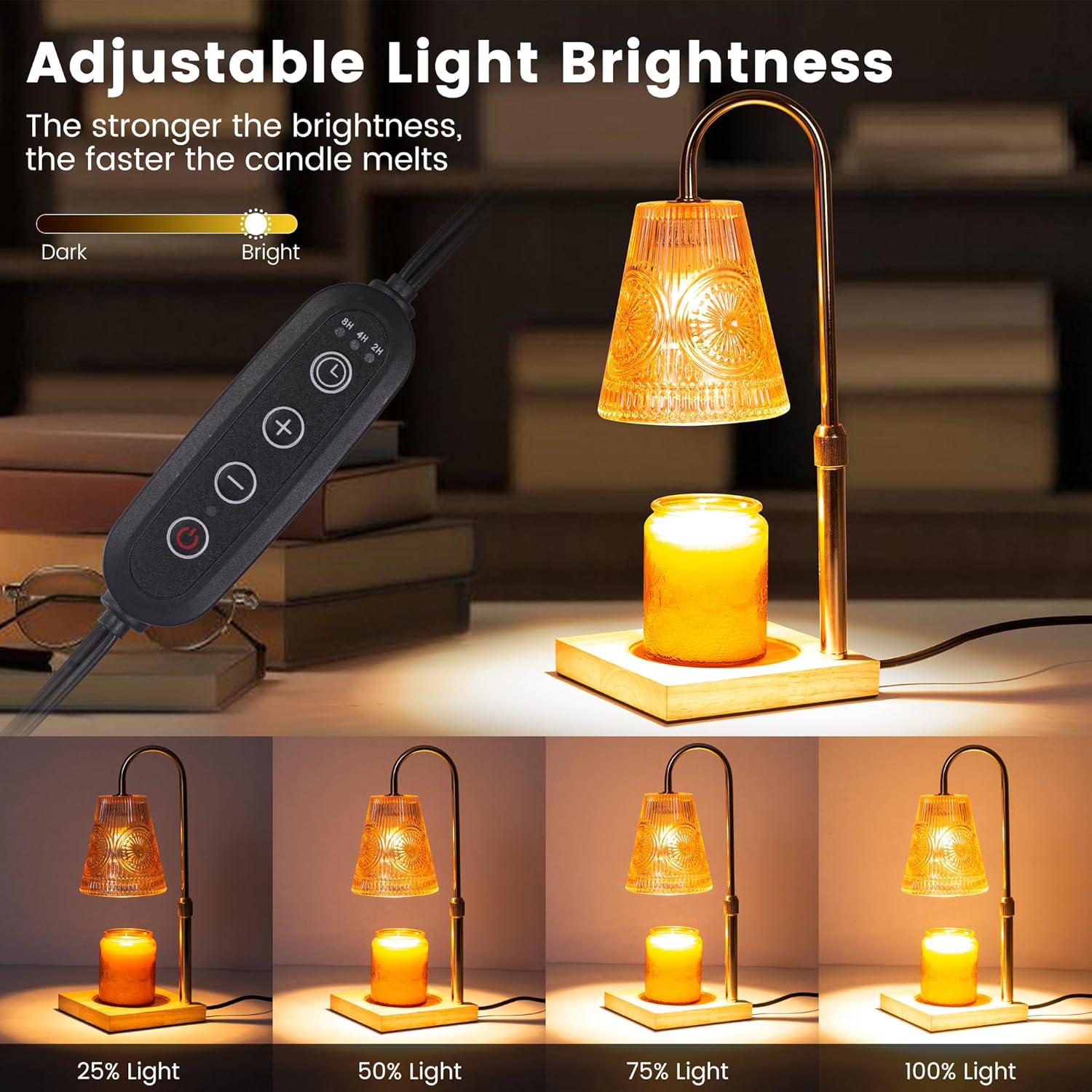 Elegant Candle Warmer Lamp with 2 Bulbs and Timer