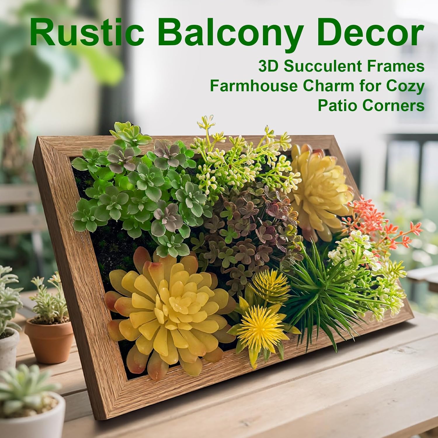 3D Artificial Succulent Floral Frame for Desk and Wall Decor