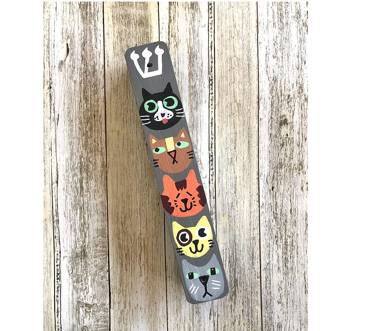 Lea Joelle Cat Mezuzah Scroll Case Gray